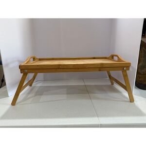Set of 3 Bamboo Folding Bed Trays Breakfast Laptop Serving Tables